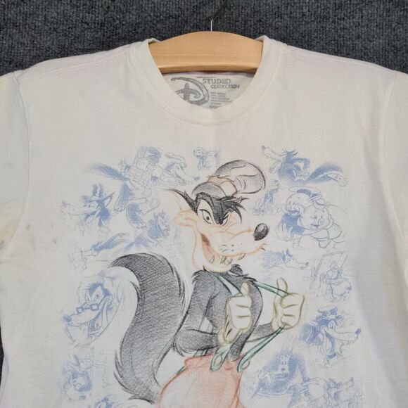 Disney Studio Collection Men's Big Bad Wolf T-Shirt White Small Crew Neck - Picture 3 of 16